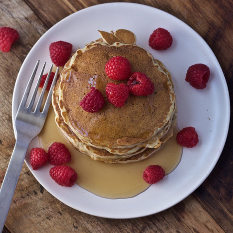 Whole wheat banana pancake stack