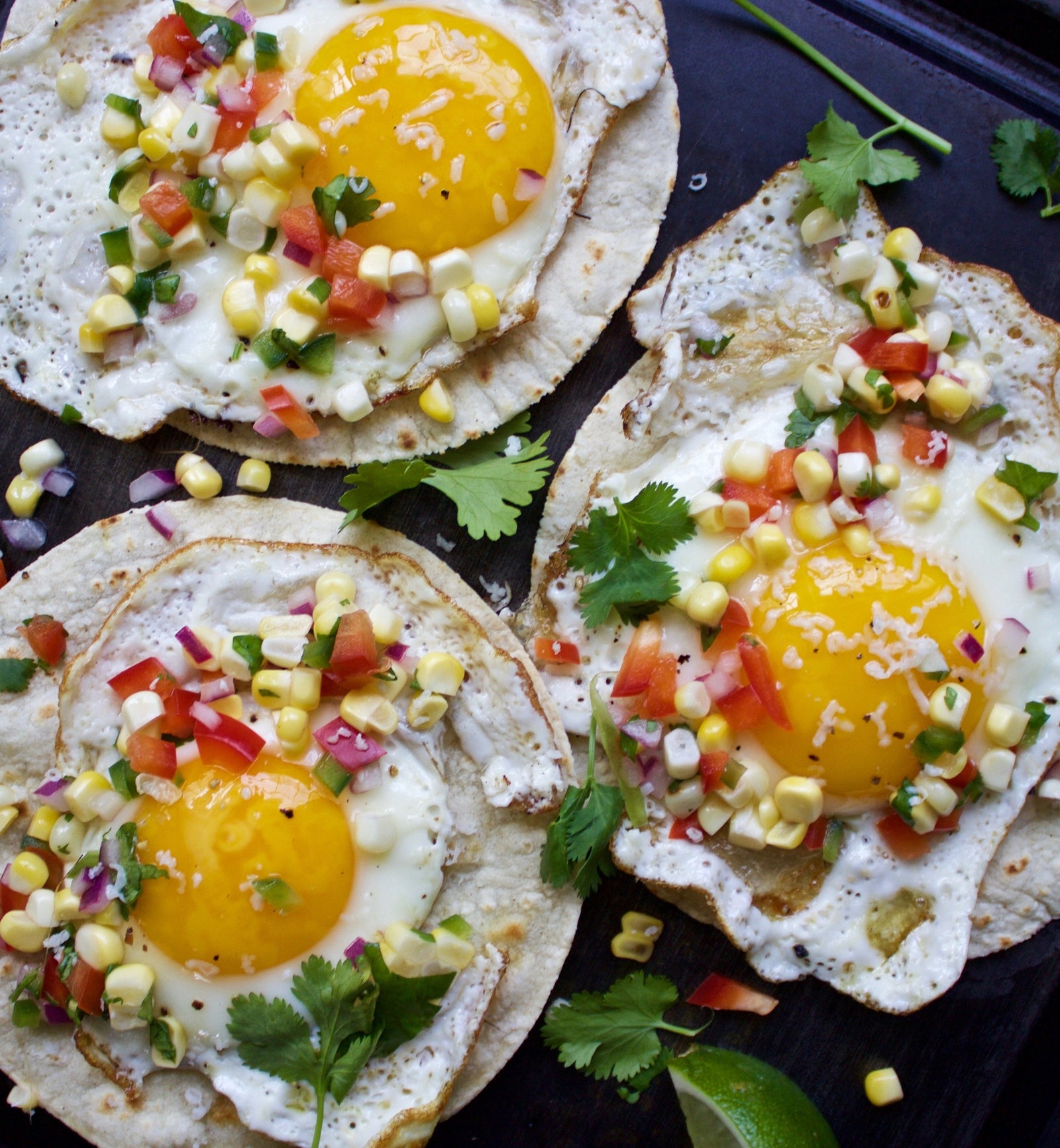 breakfast tacos with corn salsa