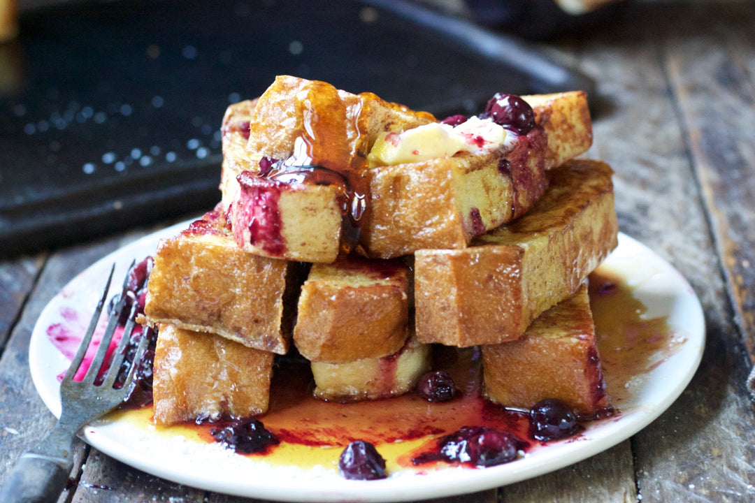 Cinnamon French Toast Sticks With a Blast Of Blueberry