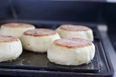 English muffins baking in the oven