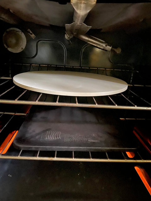Pizza Stone on top, Baking Steel on the bottom oven rack